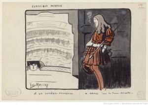 Georges Grand dans "Les femmes savantes", de Molière / dessin de Yves Marevéry