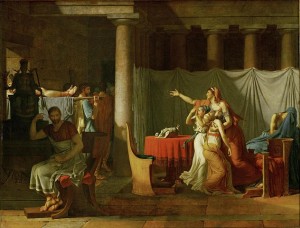 Les licteurs rapportent à Brutus les corps de ses fils, par Jacques-Louis David.