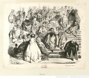 Lionnes (Sortie de la messe d'1 heure) : estampe de Gustave Doré