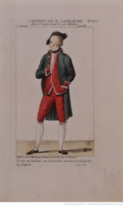 [Crispin rival de son maître, de Alain-René Lesage : costume de Cartigny (la Branche) 1811. Source : Bnf/Gallica